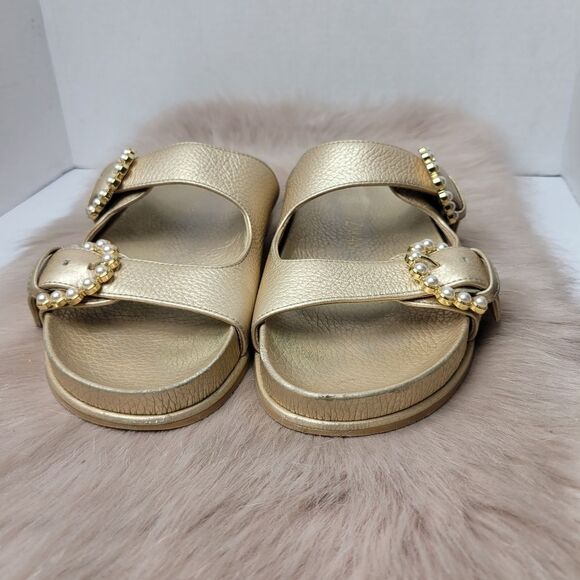 Stuart Weitzman Women’s Piper Metallic Slide Sandals Size 6 - Picture 2 of 7